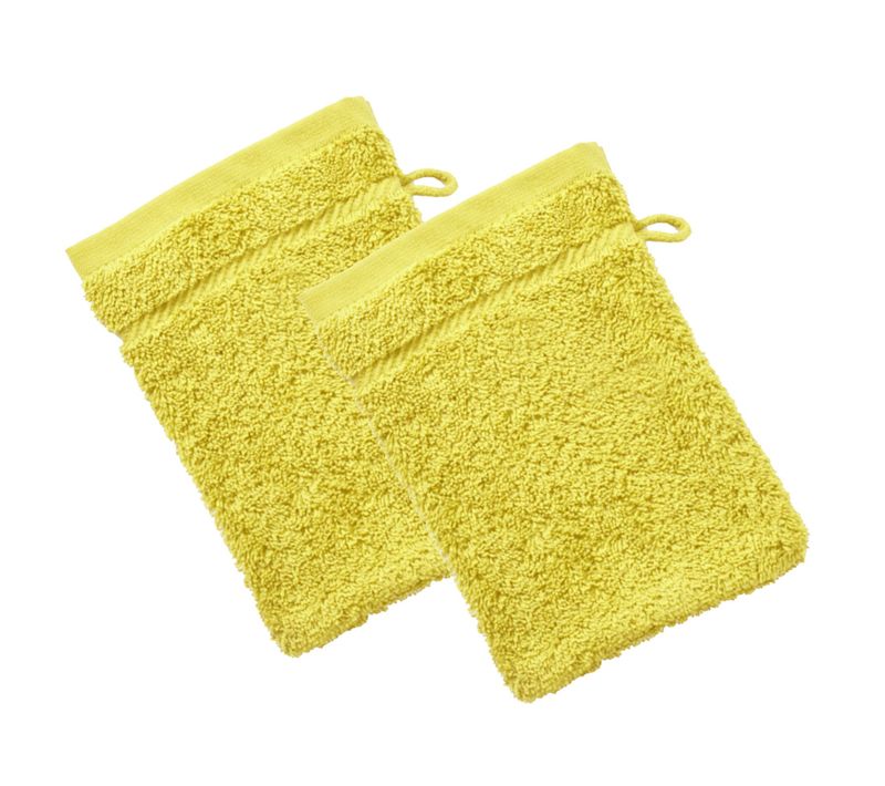 Lot De 2 Gant De Toilette 15x20 Jaune En Coton