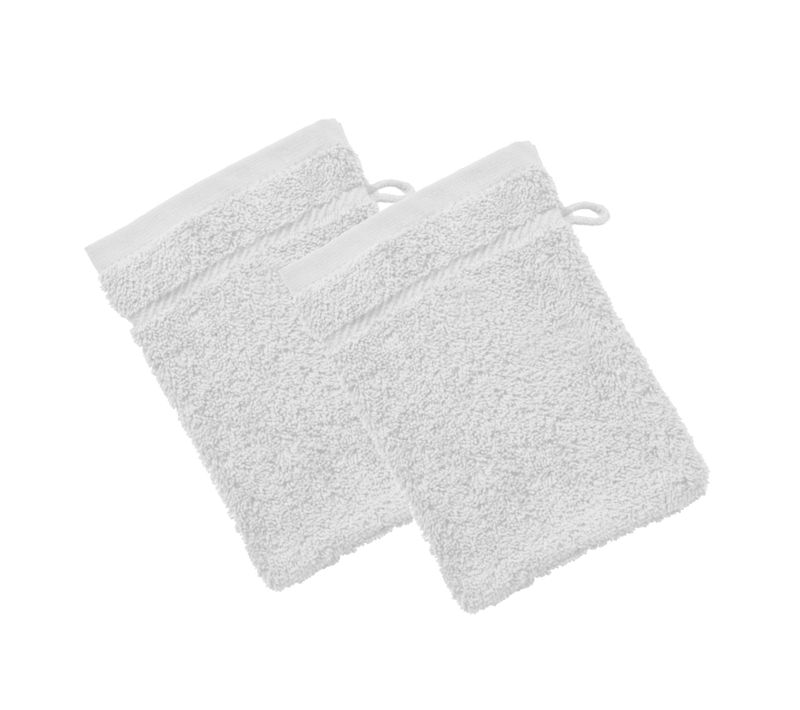 Lot De 2 Gant De Toilette 15x20 Blanc En Coton