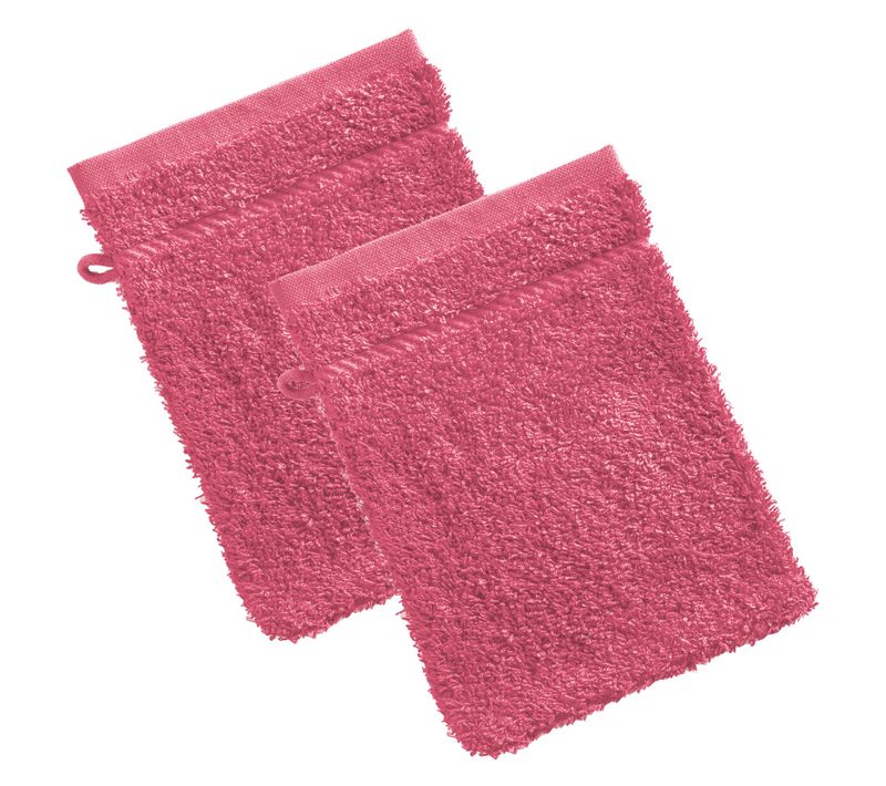 Lot De 2 Gant De Toilette 15x20 Rose Framboise En Coton