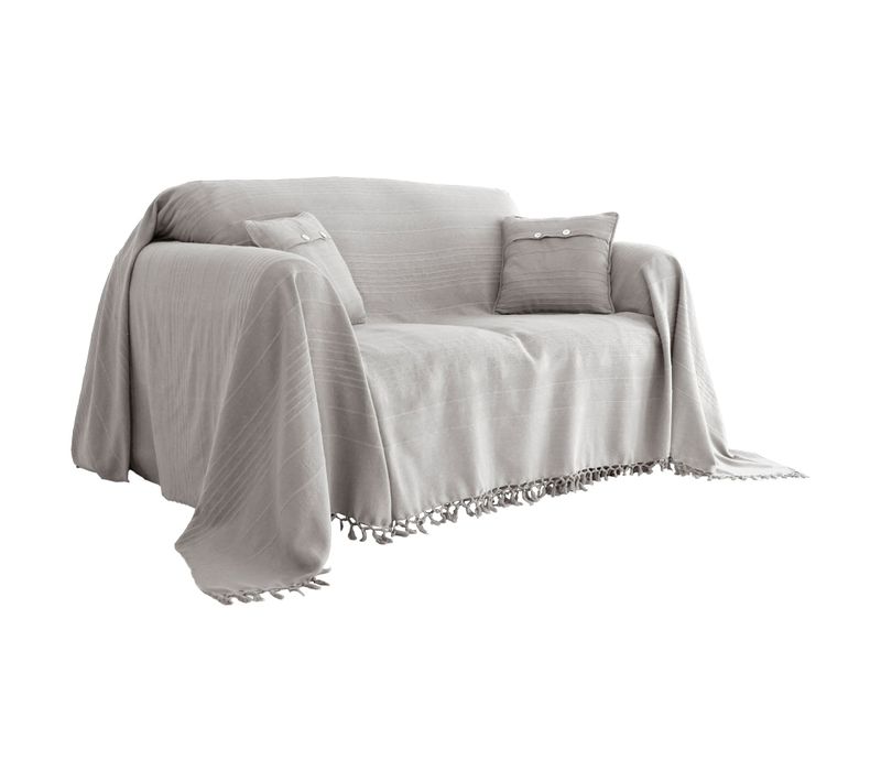 Jeté De Canapé 270x250 Gris En Coton