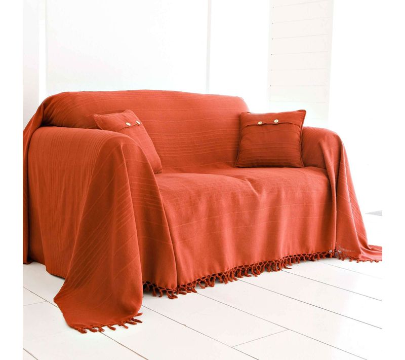 Jeté De Fauteuil 180x250 Rouge Tomette En Coton