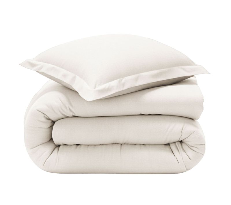 Housse De Couette 260x240 Blanc Craie En Coton