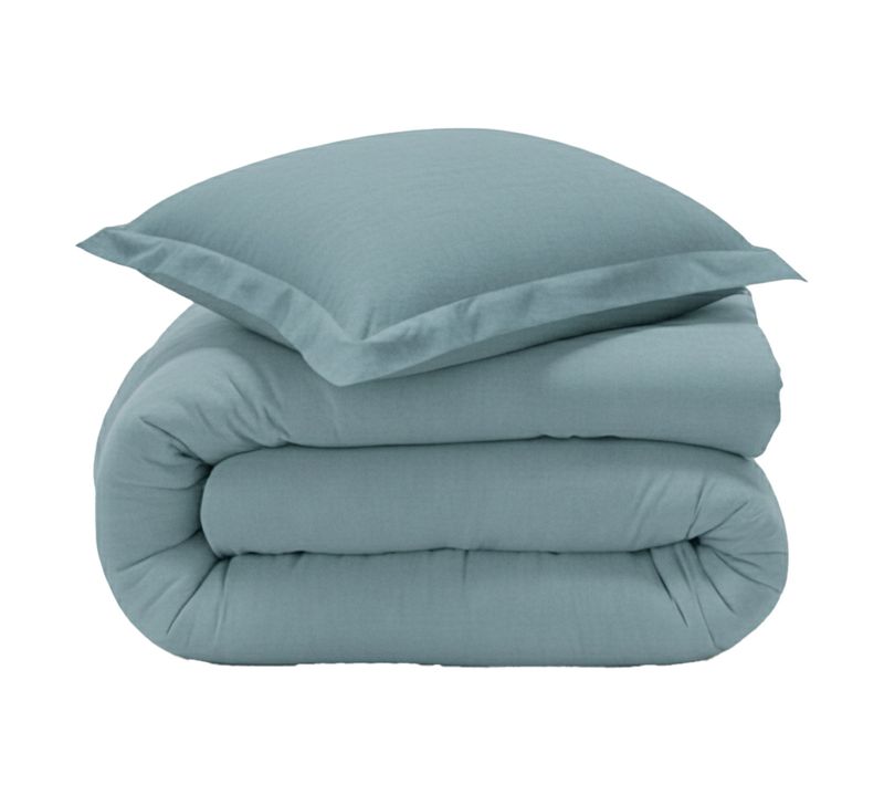 Housse De Couette 260x240 Bleu Glacier En Coton