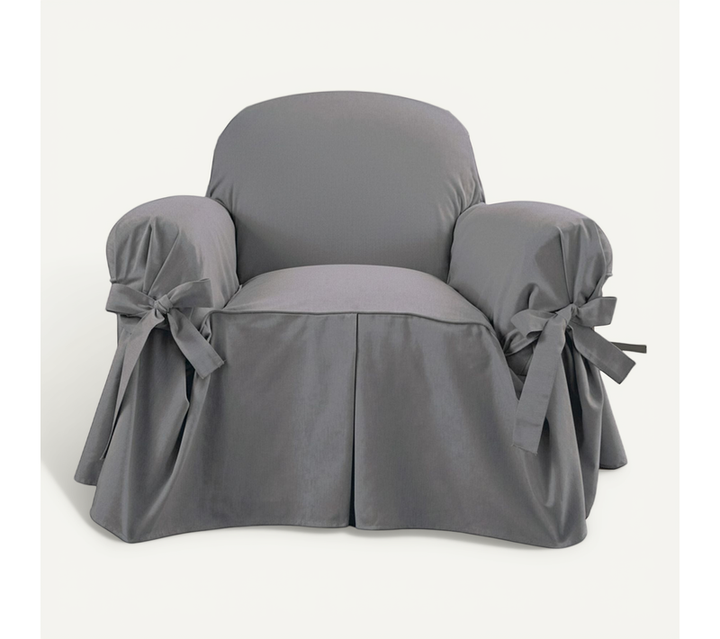 Housse Fauteuil 1 Place Gris En Coton