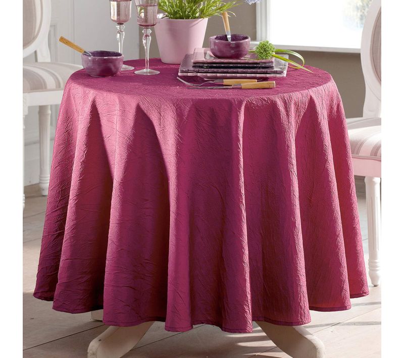 Nappe Ronde 180 Cm Violet Prune En Polyester