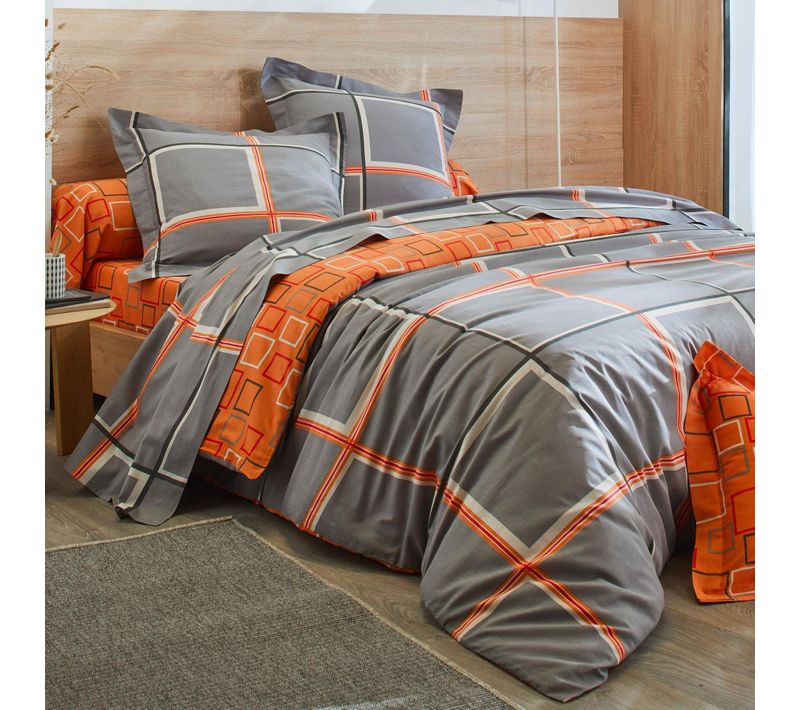 Housse De Couette 140x200 Gris En Coton