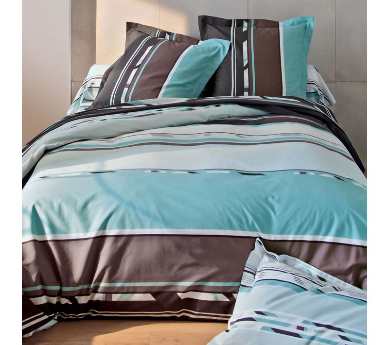 Drap-housse 140x190x28 Bleu En Coton