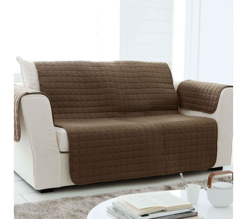 Protège Canapé 100x200 Marron Taupe En Polyester