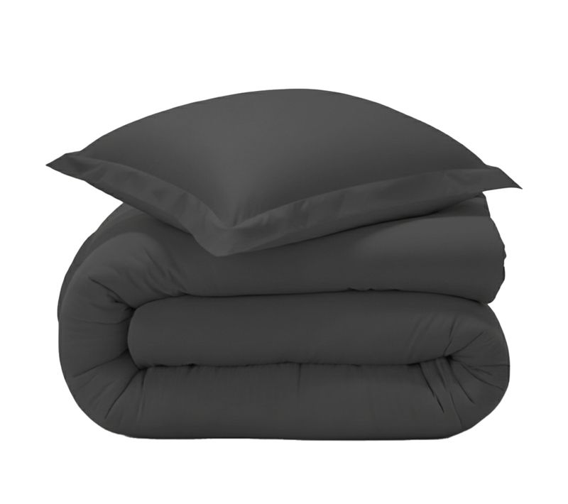 Housse De Couette 140x200 Gris Souris En Coton