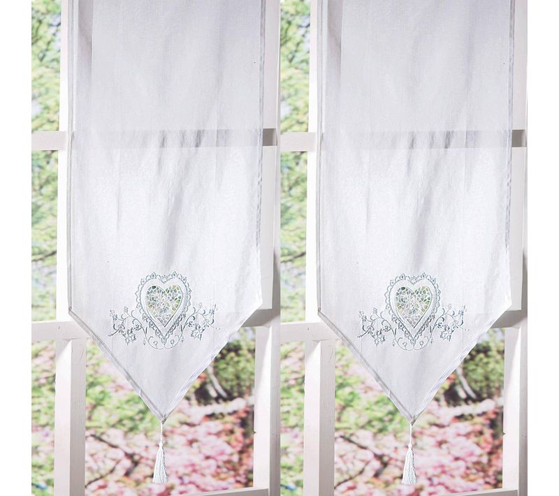 Voilage Pointe 45x120 Blanc En Coton