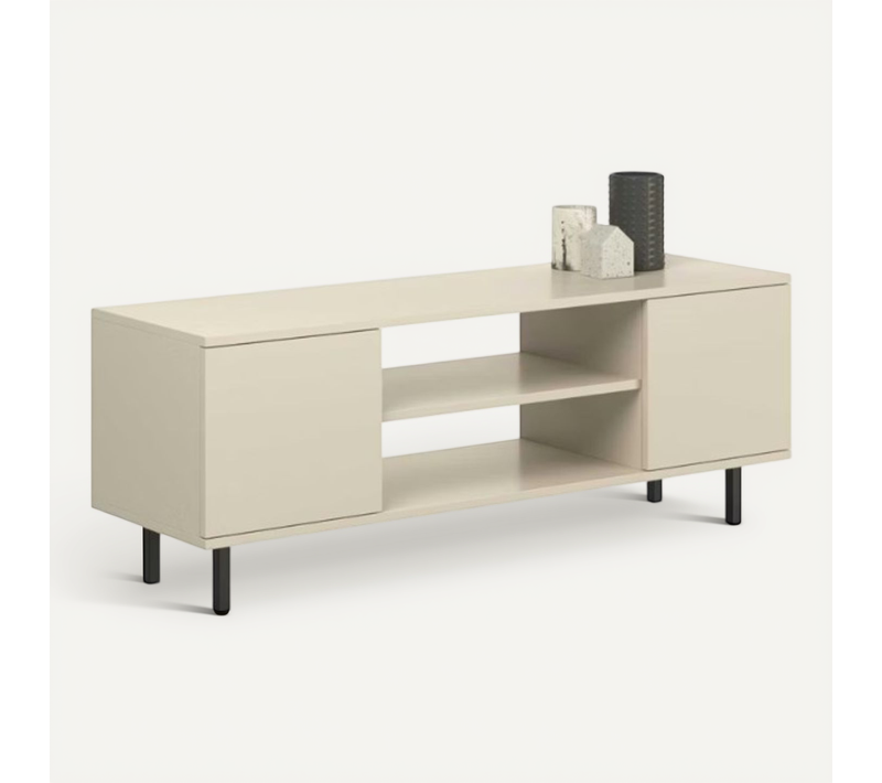Meuble TV Moderne 155 Cm Cachemire Pieds Noirs