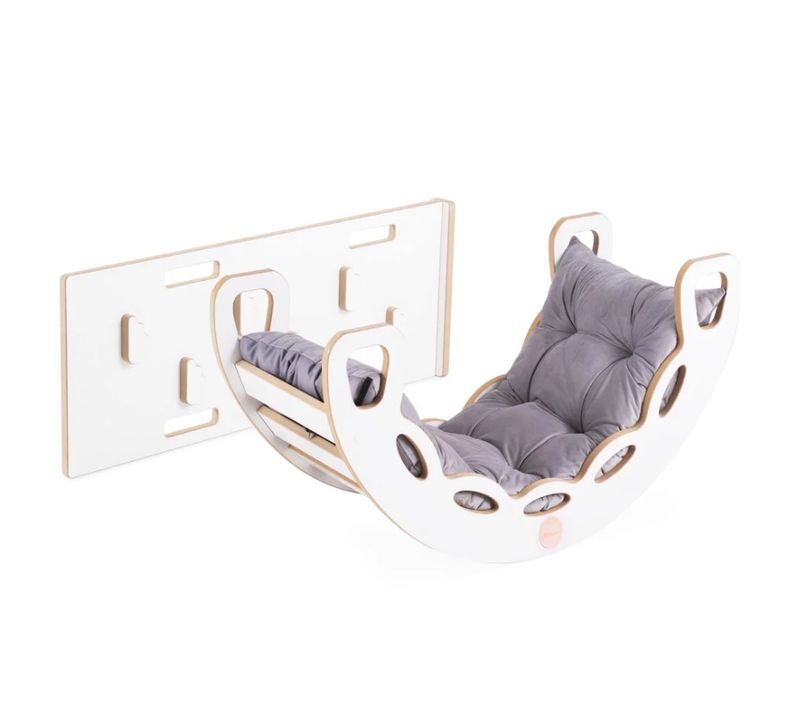 Petit Rocker 4-en-1 + Mur/toboggan Gris Velours