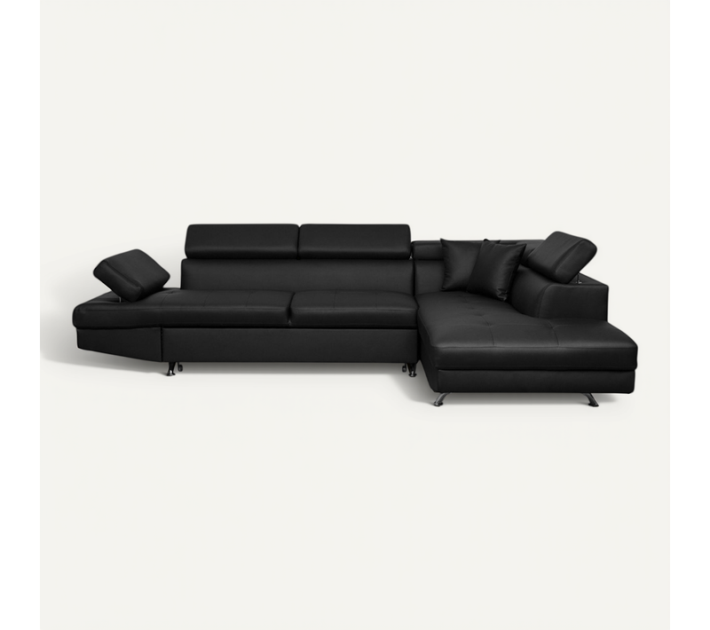 Canapé D'angle Rio Convertible Avec Coffre En Simili - Angle Droit, Noir