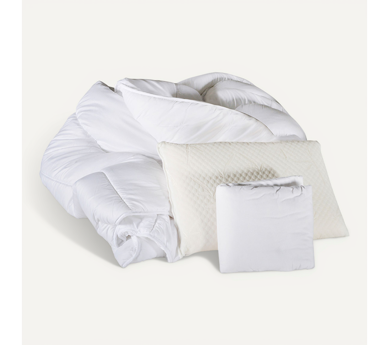 Pack Rêverie 90x190 Cm - Couette + Oreillers + Protège-matelas - Le Lit Habillé En Une Fois - Blanc