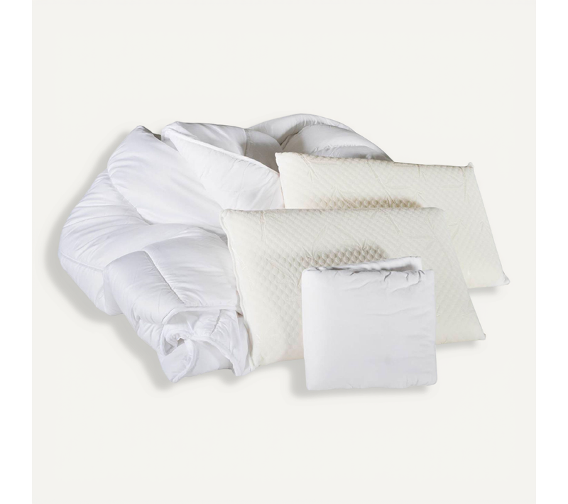 Pack Rêverie 160x200 Cm - Couette + Oreillers + Protège-matelas - Le Lit Habillé En Une Fois - Blanc