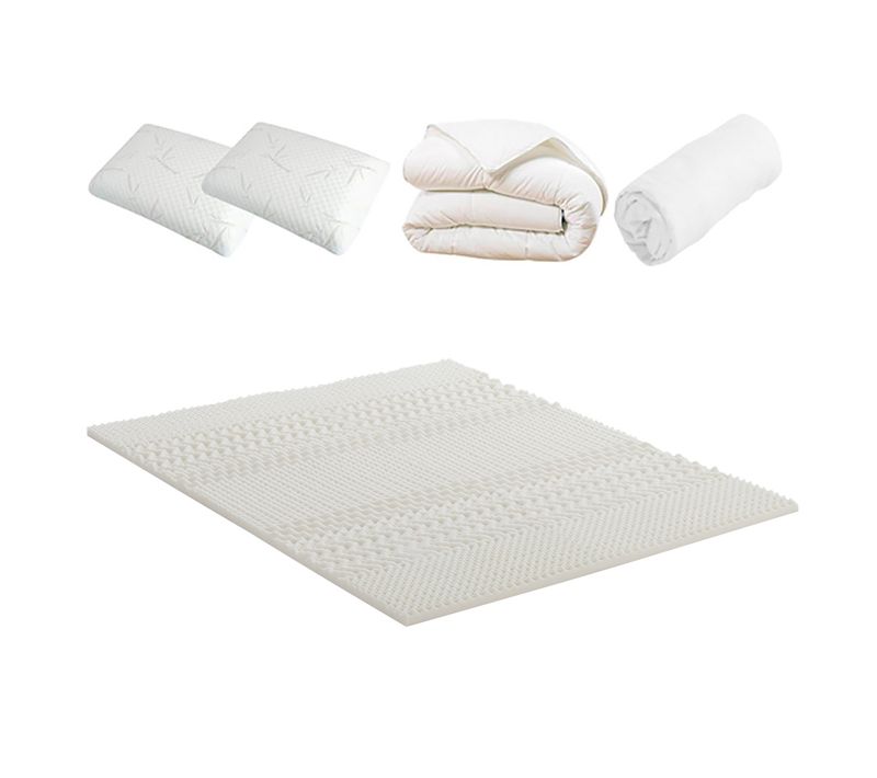 Pack Douce Nuit Surmatelas + Protège Matelas + Couette + Oreillers 180x200 Cm