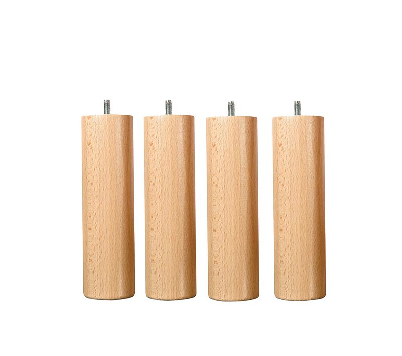 Jeu De Pieds De Lit Cylindriques En Bois Hauteur 30 Cm (lot De 4)
