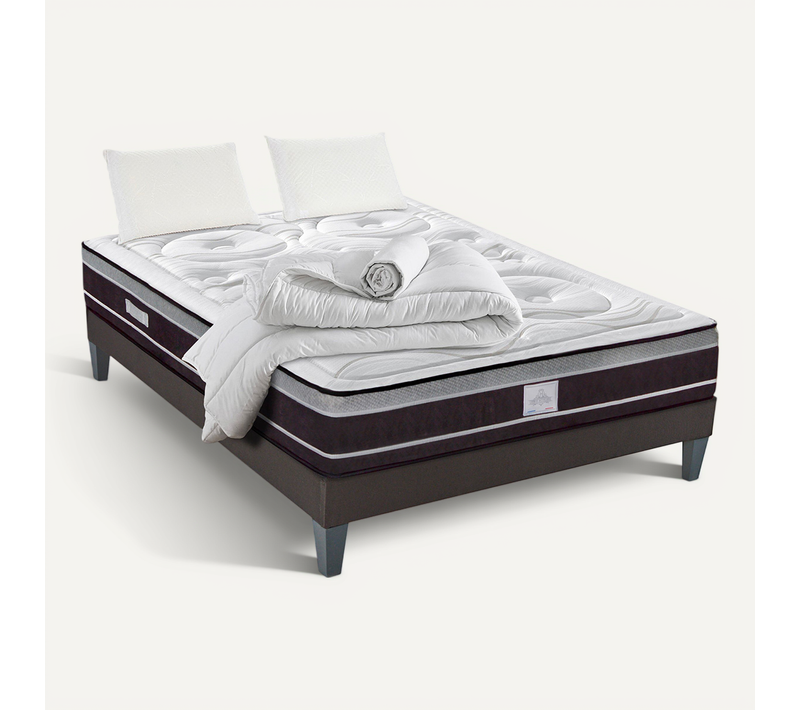Pack Divin 90x190 Cm Matelas Ressorts + Sommier Bois + Accessoires