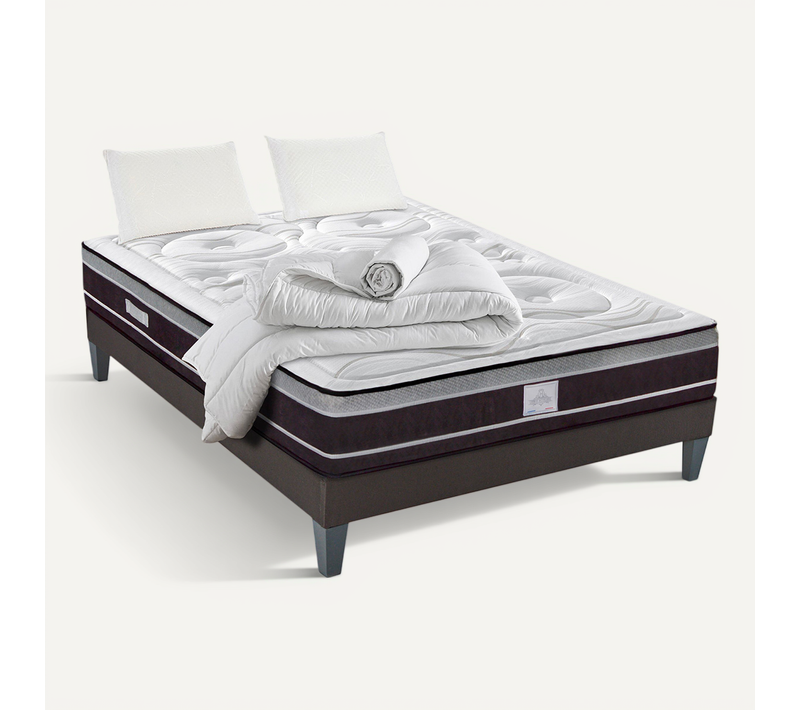 Pack Divin 160x200 Cm Matelas Ressorts + Sommier Bois + Accessoires