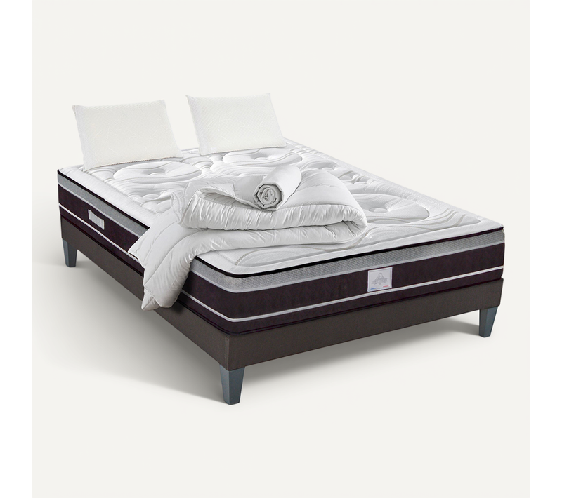 Pack Divin 180x200 Cm Matelas Ressorts + Sommier Bois + Accessoires