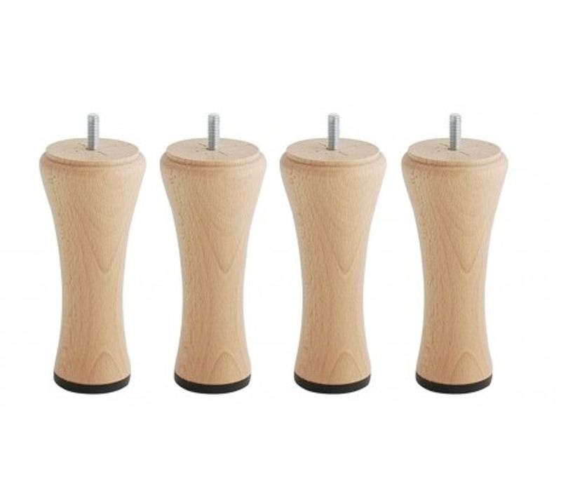 Jeu De Pieds De Lit Diabolo En Bois Vernis Hauteur 20 Cm (lot De 4)