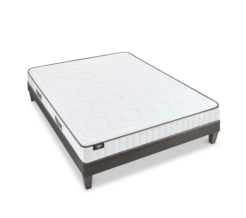 Ensemble Cristal 140x190 Cm Matelas Mousse + Sommier Bois