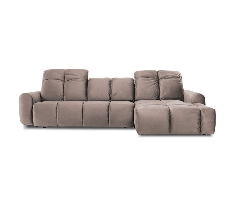 Canapé Convertible Angle Droit Anacapri En Velours Beige - 3 Places