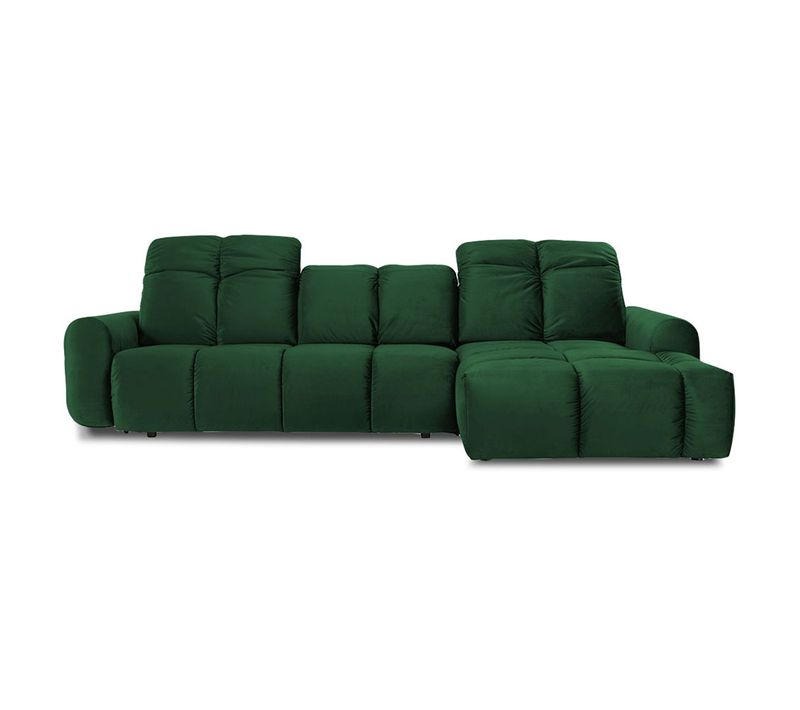 Canapé Convertible Angle Droit Anacapri En Velours Vert - 3 Places