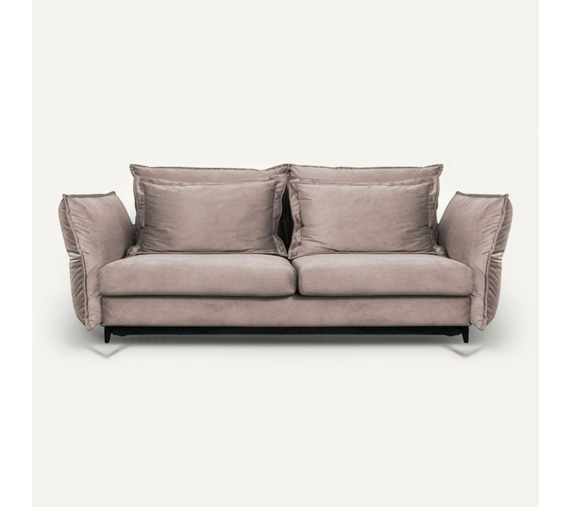 Canapé Convertible Verduro En Velours Beige - 3 Places