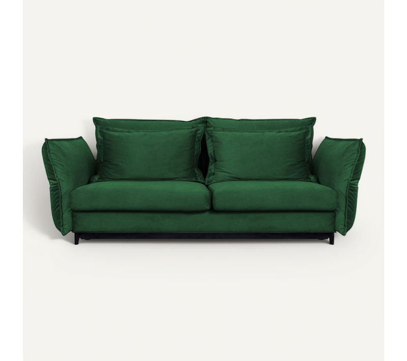 Canapé Convertible Verduro En Velours Vert - 3 Places