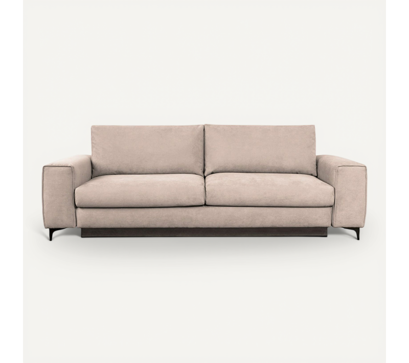 Canapé Droit Fiesole En Velours Beige - 3 Places