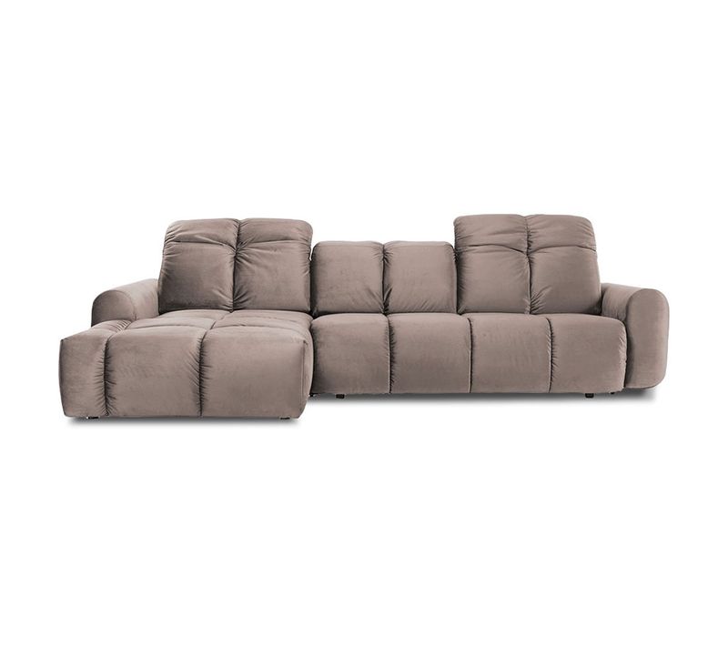 Canapé Convertible Angle Gauche Anacapri En Velours Beige - 3 Places