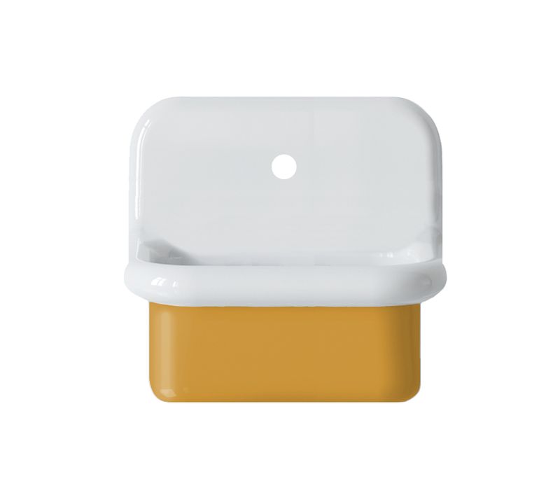 Lavabo Rétro En Céramique 45 Cm - True Colors Lite - Mini Profondeur - Jaune Moutarde Brillant