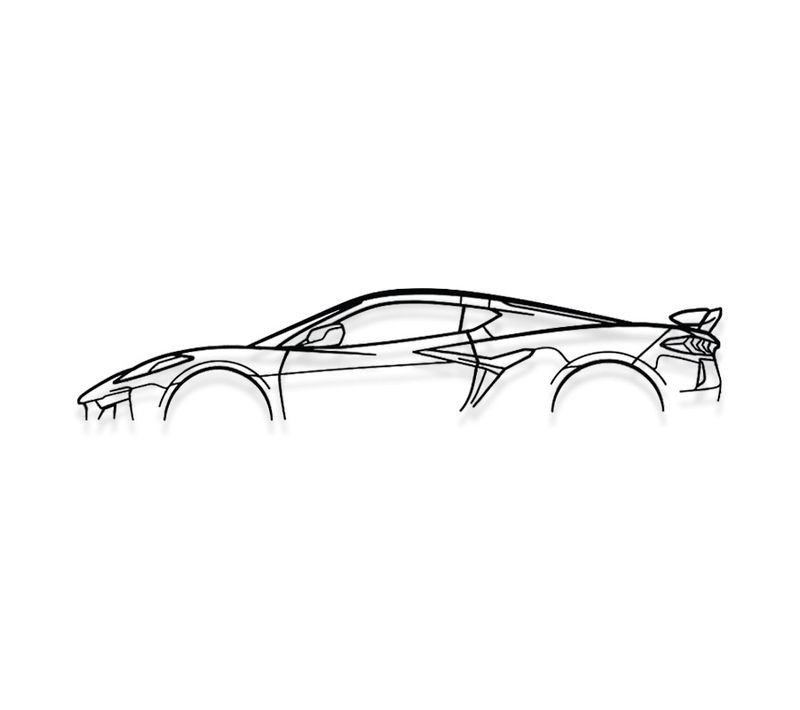Décoration Murale En Métal - Silhouette De Voiture - Corvette C8 Z06 - 80 Cm
