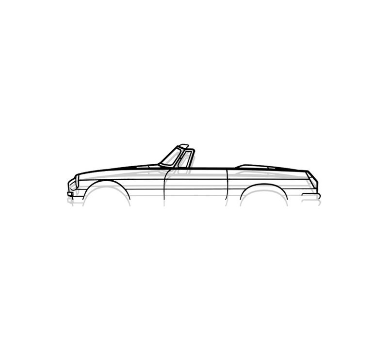 Décoration Murale En Métal - Silhouette De Voiture - Mg B Cabriolet 1970 - 80 Cm