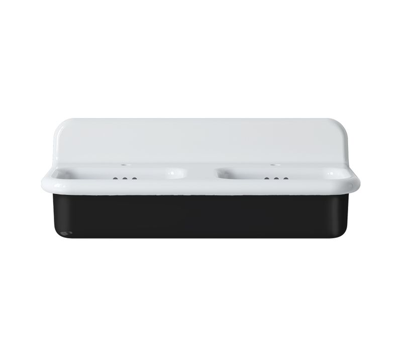Lavabo Rétro Double En Céramique 102 Cm - True Colors Lite - Noir Brillant