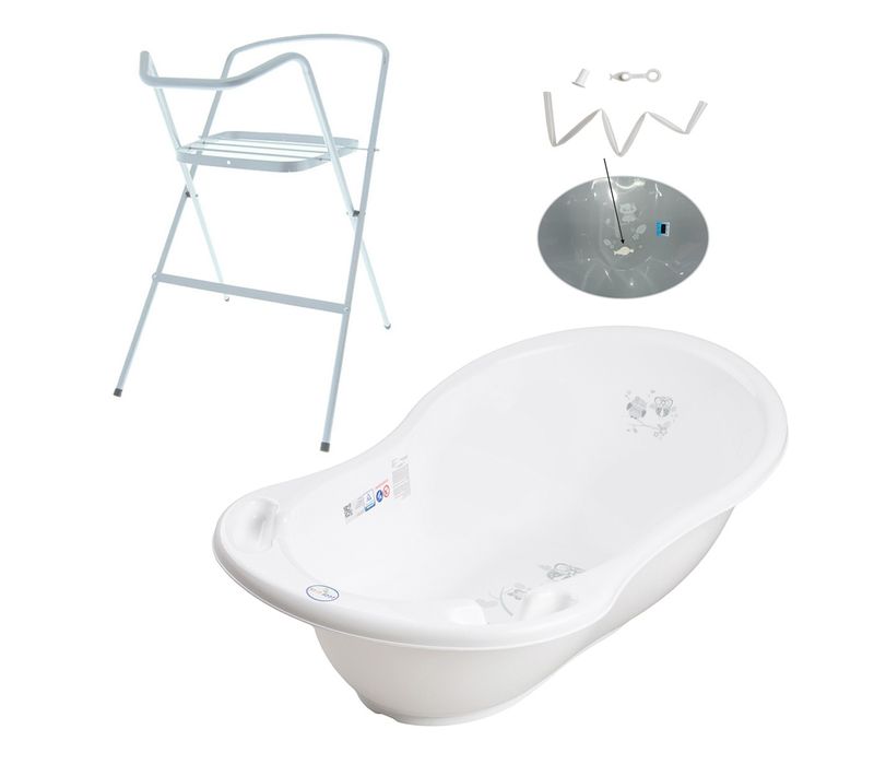 Baignoire Bébé Thermomètre Blanc Owls 86 Cm + Pied + Tuyau