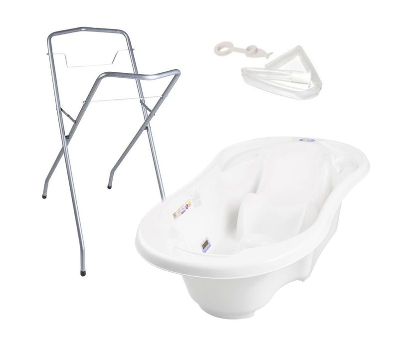 Baignoire Bébé Avec Réducteur Et Thermomètre Intégrés Blanc + Pied + Tuyau
