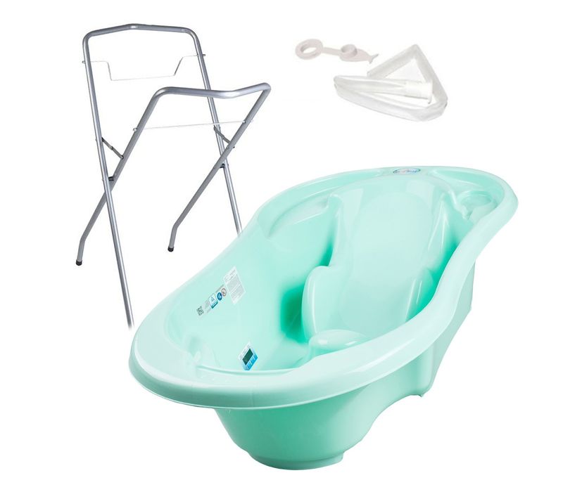 Baignoire Bébé Avec Réducteur Intégré    Vert   + Pied + Tuyau