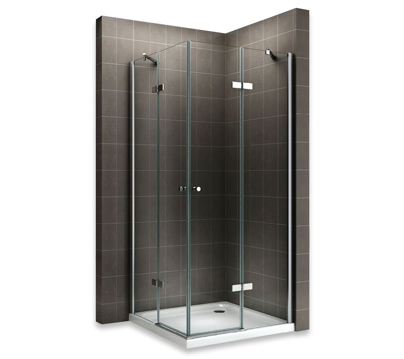 Cabine De Douche Maya H180 90x90cm +receveur Verre Transparent 2 Portes Battantes