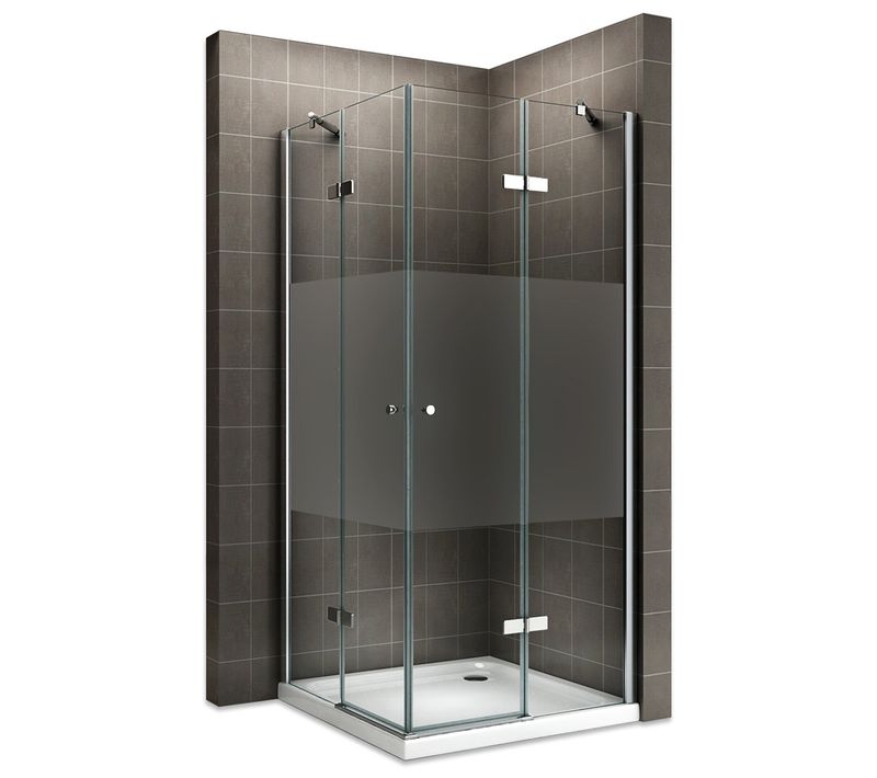 Cabine De Douche Maya H190 75x80cm Verre Semi-opaque 2 Portes Battantes (sans Receveur)