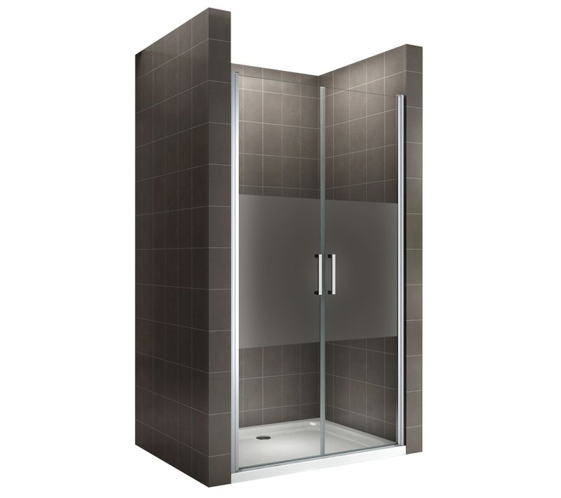 Porte De Douche H195 Largeur 71-74 Cm Verre Semi-opaque 2 Portes Battantes, Modèle Kaya