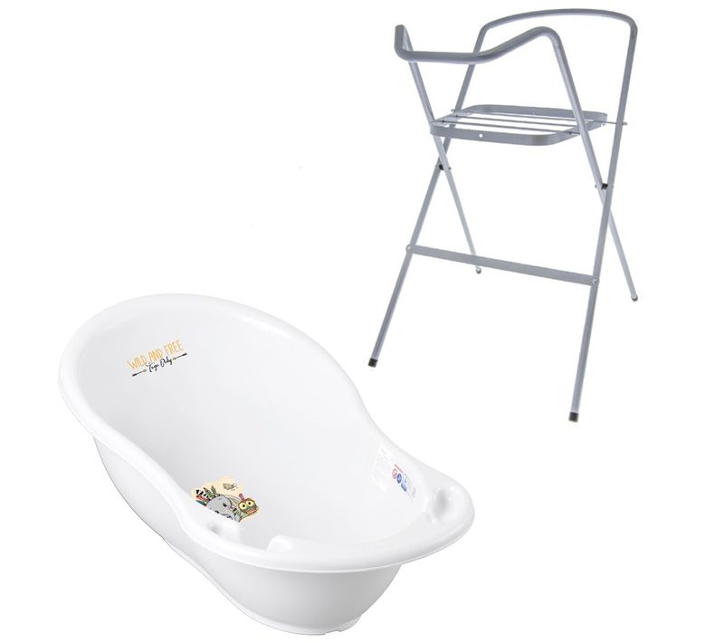 Baignoire Bébé Thermomètre Blanc Elephant 86 Cm + Pied