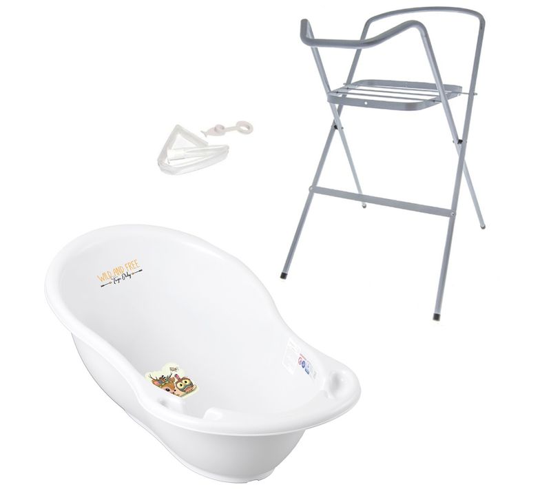 Baignoire Bébé Thermomètre Blanc Biche 86 Cm + Pied + Tuyau