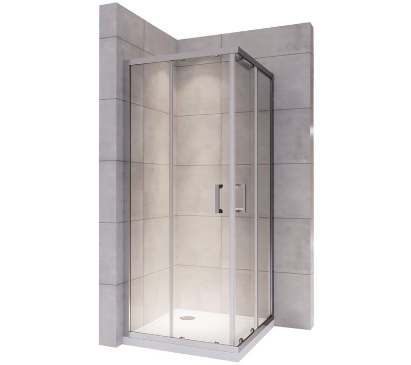 Cabine De Douche H180 90x100cm Verre Transparent Portes Coulissantes Lana (sans Receveur)