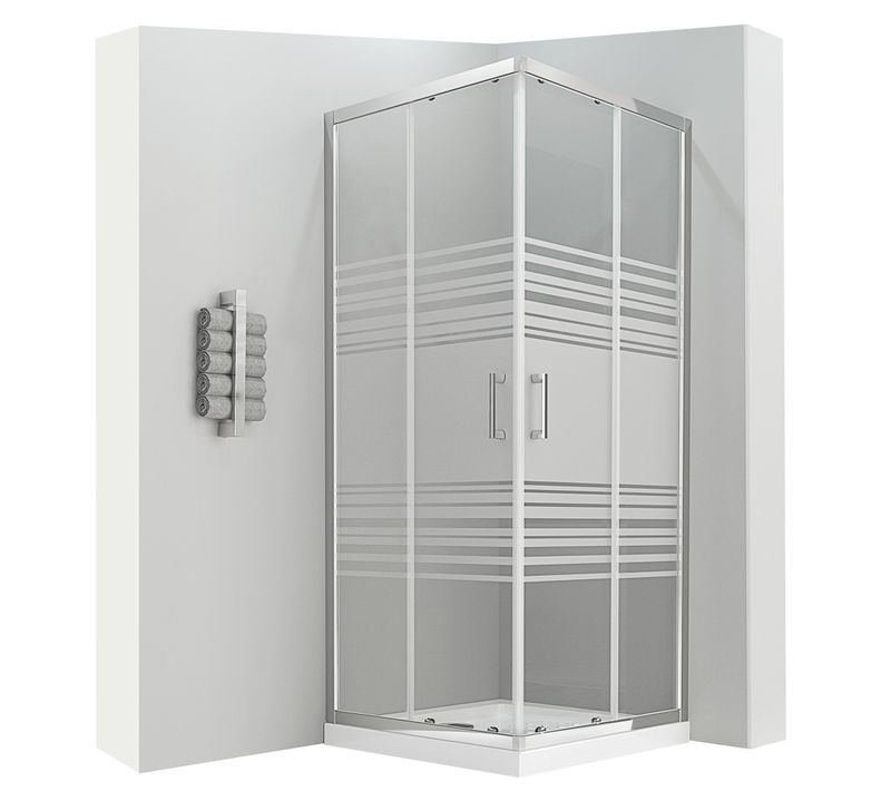 Cabine De Douche H180 75x90cm +receveur Verre Semi-opaque Portes Coulissantes Lana