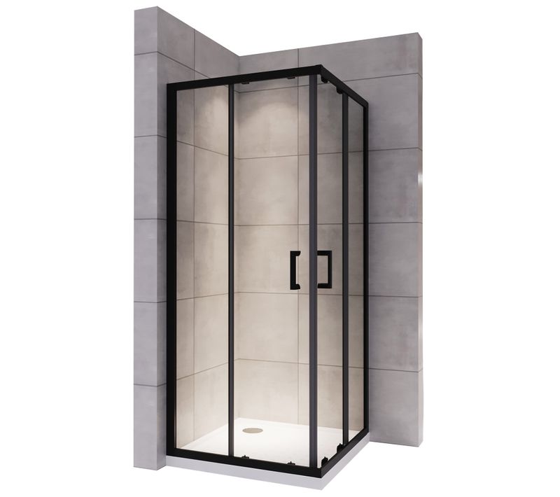 Cabine De Douche H190 100x100cm +receveur Verre Transparent Portes Coulissantes Lanablack