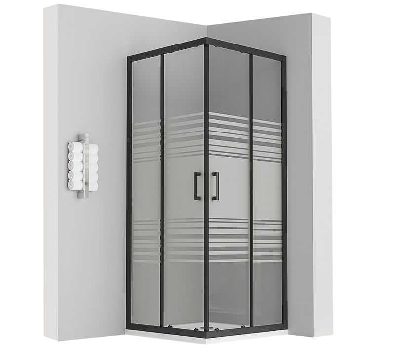 Cabine De Douche H190 80x90cm Verre Semi-opaque Portes Coulissantes Lanablack (sans Receveur)