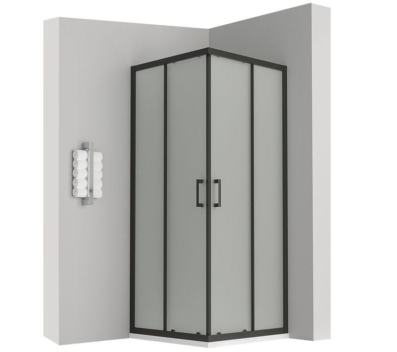 Cabine De Douche H180 70x70cm Verre Opaque Portes Coulissantes Lanablack (sans Receveur)