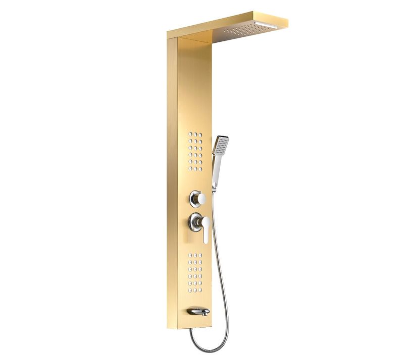 Colonne De Douche Hydromassante 4 Jets + 1 Robinet Or - Luly